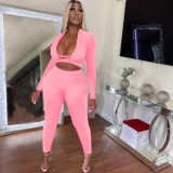 Women's solid color sexy cross cutout casual two-piece suit NY8078