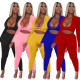 Women's solid color sexy cross cutout casual two-piece suit NY8078