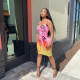 Supermodel urban style sling flame letter positioning printing 2-color dress ALS248