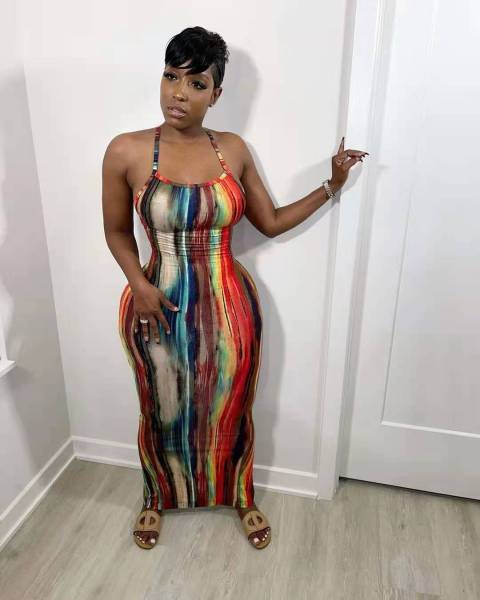 Fashion sexy tie-dye printed personalized dress NY8056