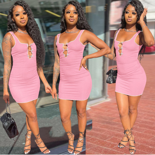 Fashion splicing pit strip slim sports and leisure 4-color dress ALS258