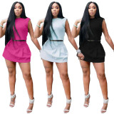 Sleeveless T-shirt Pleated Skirt (Safety Pants) Casual Suit NY8067