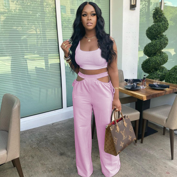 Sexy fashion foreign trade solid color two-piece suit NY8058