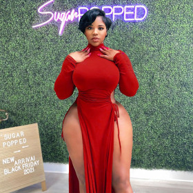 Plus size women's clothing solid color sexy high slit lace-up long dress women's dress DN8631