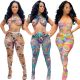 Sexy perspective, net gauze, printed nightclub style tube top with straps and two-piece fashion women's clothing LM8267