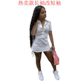 Women's Blouse Deep V Short Sleeve Dress C3056
