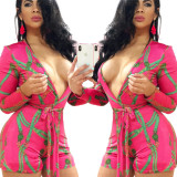Digital letter printing strappy jumpsuit LM8275