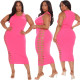 Plus size women's dress, solid color burnt flower round neck plus size dress CQ131