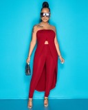 Women's sexy wrap-chested cloak trousers two-piece suit C3059