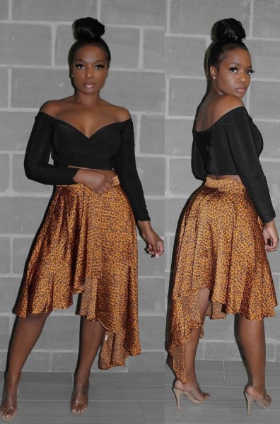 Irregular leopard print skirt LM8266