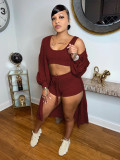 Autumn and winter new fashion solid color casual women's three-piece suit N9303