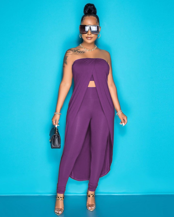Women's sexy wrap-chested cloak trousers two-piece suit C3059