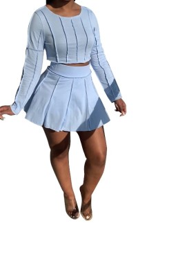 Pure color casual personality long-sleeved skirt suit CQ135