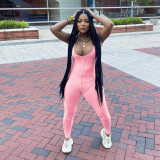 Sexy casual curvy rib pit strip jumpsuit S174