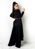Low-cut irregular loose long-sleeved two-piece suit BK00025