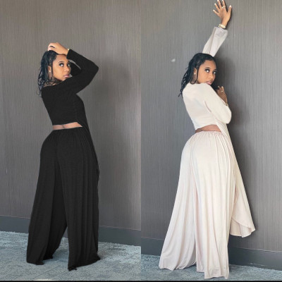 Low-cut irregular loose long-sleeved two-piece suit BK00025