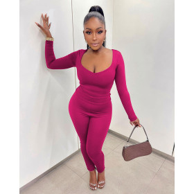Women's two-piece casual sexy two-piece suit with deep V low-neck MN8380