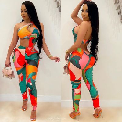 New style open waist fashion printed casual tights ZS8382