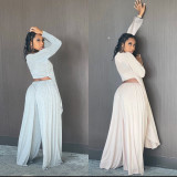 Low-cut irregular loose long-sleeved two-piece suit BK00025