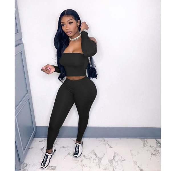 Women's tube top One shoulder two-piece casual suit MN8379