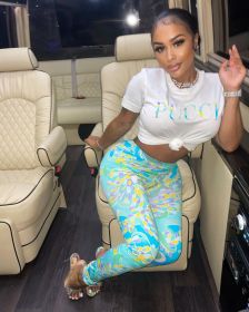 Women's fashion multi-color printed pants AB6654