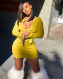 Women's sexy solid color double zipper elastic casual two-piece dress AB6656