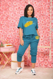 Women's summer and autumn new fashion letter printing sports and leisure two-piece suit Z60058