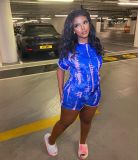Sexy printed imitation cotton short-sleeved shorts two-piece suit AB6615