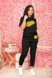 Women's summer and autumn new fashion letter printing sports and leisure two-piece suit Z60058