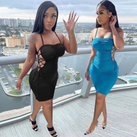Nightclub casual sling solid color tight bandage dress L737