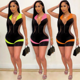 Women's tight-fitting stitching mesh yoga overalls XM1190
