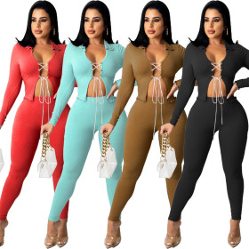 Two-piece solid color sexy strappy straps AC9108