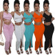Two-piece solid color halterneck halter drawstring set AC9093
