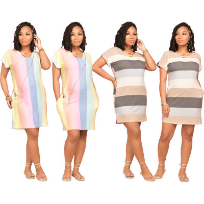 Striped print dress AC9079
