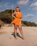 Large size bare chest sexy solid color short dress PH1236