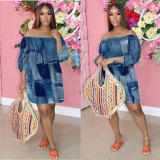 Women's Denim Printed Loose Dress KY8028