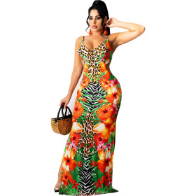 Positioning print dress AC9097