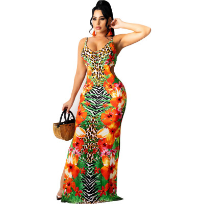 Positioning print dress AC9097