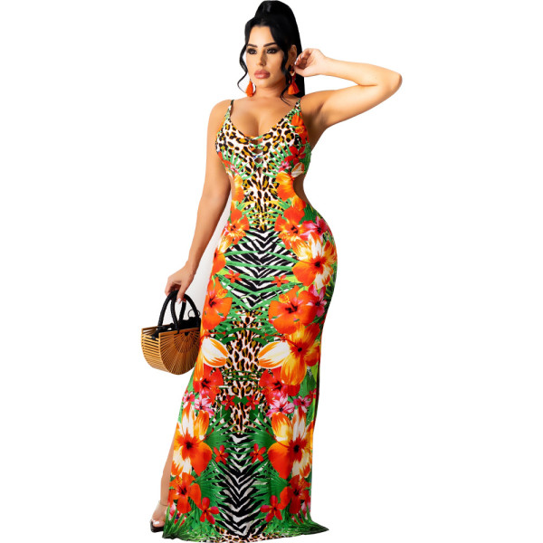 Positioning print dress AC9097