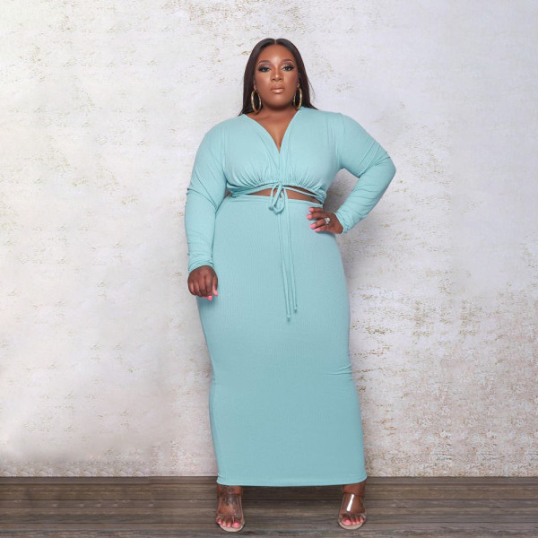 Autumn plus size sexy strappy solid color long dress PH1239