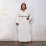 Autumn plus size sexy strappy solid color long dress PH1239