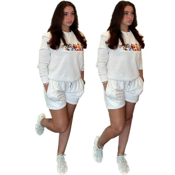 Fashion casual cartoon printing two-piece suit AC9109
