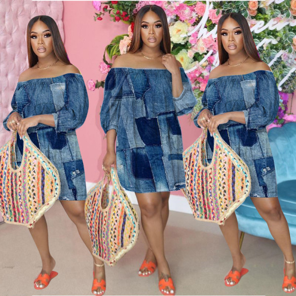 Women's Denim Printed Loose Dress KY8028