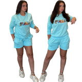Fashion casual cartoon printing two-piece suit AC9109