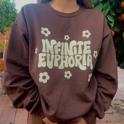 Autumn and winter new round neck pullover long sleeve printing casual women's blouse sweater R21TP466