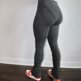 2021 autumn women's new fashion reverse wear design high waist buttocks solid color tight casual trousers women K21P05314