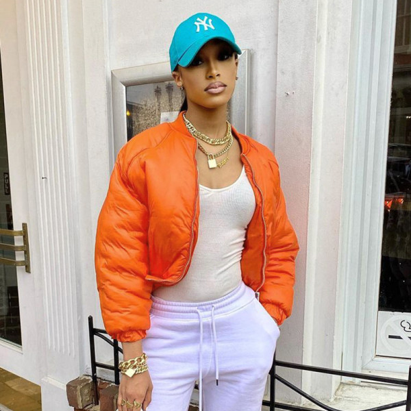 Fashionable Women's Fall 2021 Pure Color Fashion Long Sleeve Cardigan Warm Two Pocket Cotton Jacket K21TP469