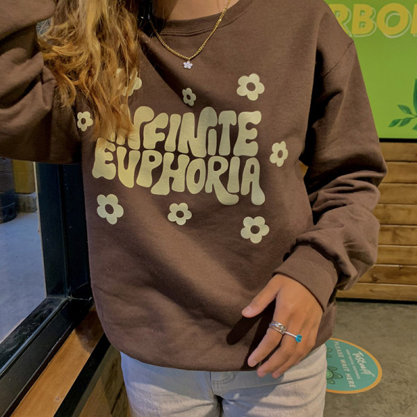Autumn and winter new round neck pullover long sleeve printing casual women's blouse sweater R21TP466