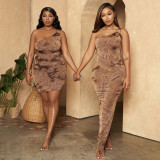 2021 new autumn fashion women's oblique one-shoulder buckle slim-fit split dress long dress K21D04660
