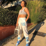Women's 2021 autumn new fashion letter printing casual sports pants footwear pants X21PT495
